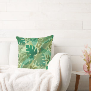 Cojín Decorativo Hojas verdes aireadas de follaje tropical