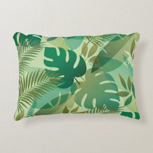 Cojín Decorativo Hojas verdes aireadas de follaje tropical
