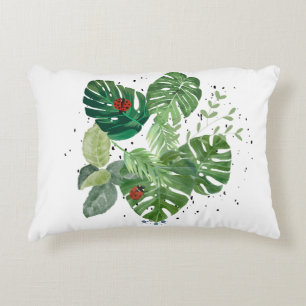 Cojín Decorativo Hojas verdes con bichos rojos - Re Minimalista vin