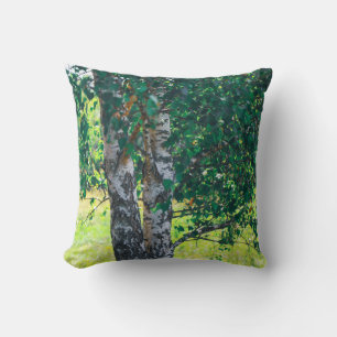 Cojín Decorativo Hojas Verdes de Abedul Naturaleza