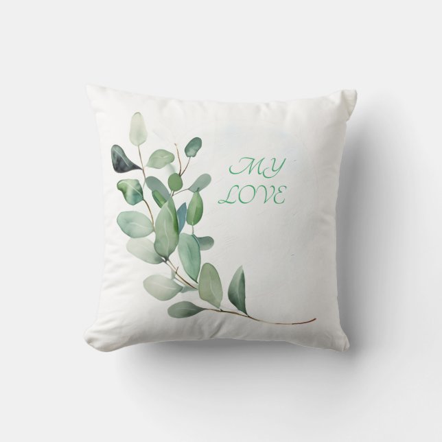 Cojín Decorativo Hojas verdes de eucalipto (Anverso)