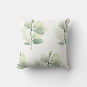 Cojín Decorativo Hojas verdes de eucalipto, delicado decorado paste