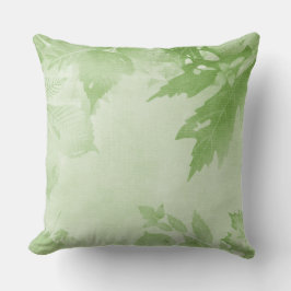 COJÍN DECORATIVO HOJAS VERDES DE OTOÑO PASTEL