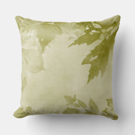 COJÍN DECORATIVO HOJAS VERDES DE OTOÑO PASTEL