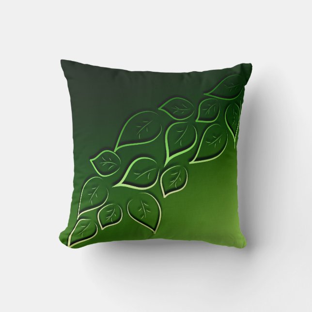 Cojín Decorativo hojas verdes elegante (Anverso)
