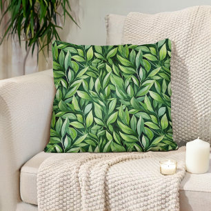Cojín Decorativo Hojas Verdes Elegantes Únicas Modernas