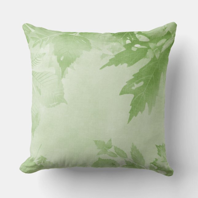 COJÍN DECORATIVO HOJAS VERDES PASTEL FALL (Anverso)