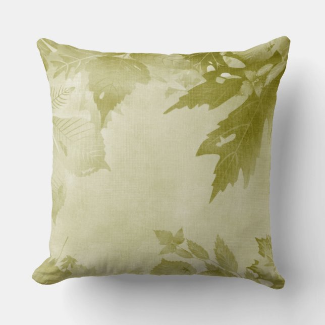 COJÍN DECORATIVO HOJAS VERDES PASTEL FALL (Anverso)
