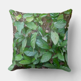 Cojín Decorativo Hojas verdes pintadas