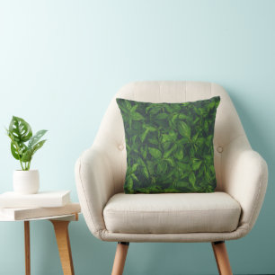 Cojín Decorativo Hojas Verdes Profundas