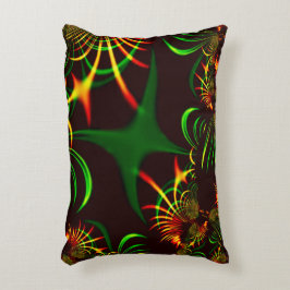 Cojín Decorativo Hojas verdes y curvas amarillas de color fuego