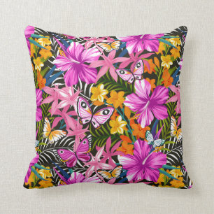 Cojín Decorativo Hojas y flores tropicales