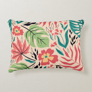 Cojín Decorativo Hojas y flores tropicales: Fusión vintage
