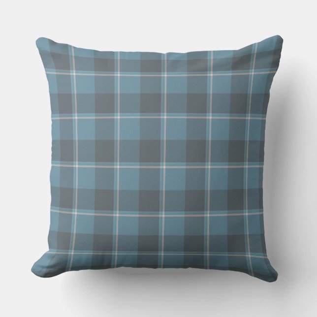 Cojín Decorativo Hoki Blue and Shuttle Gray Plaid (Anverso)