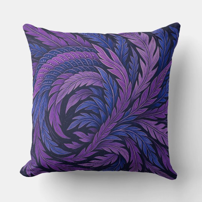 Cojín Decorativo Hokusai Phoenix Cushion | Purple & Blue Feather  (Anverso)