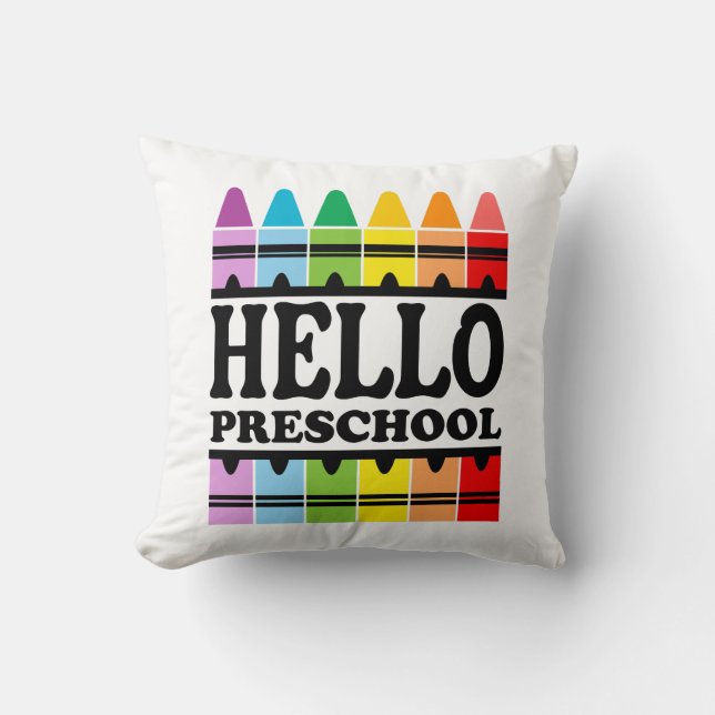 Cojín Decorativo Hola a la escuela preescolar (Anverso)