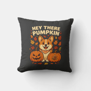 Cojín Decorativo Hola Ahí Calabaza Corgi Halloween Calabazas Otoño