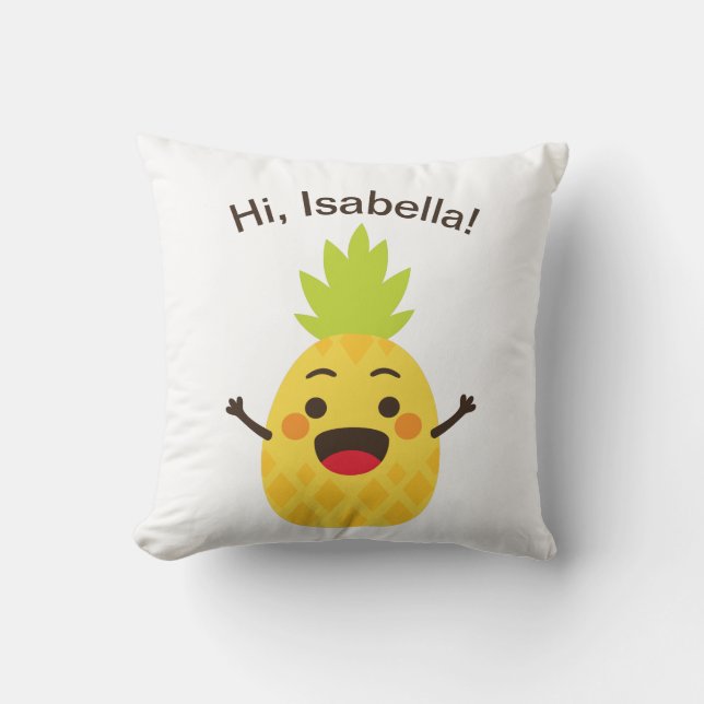 Cojín Decorativo ¡Hola amigos! Ilustracion de piña (Anverso)