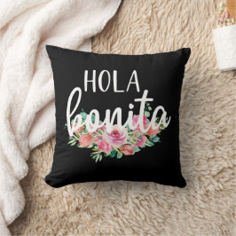 Cojín Decorativo Hola Bonita Rosas Españolas Tipografía Chic Modern