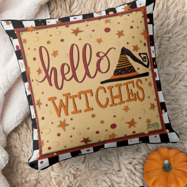 Cojín Decorativo Hola brujas Gorra divertida de Halloween (Subido por el creador)