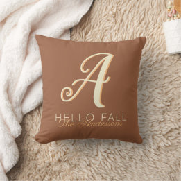 Cojín Decorativo Hola Caída Monograma moderno Naranja Brown
