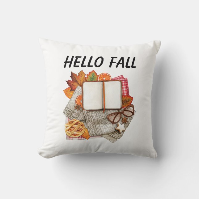 Cojín Decorativo Hola Caídos Saltos Cuesta Decoración Otoño (Anverso)