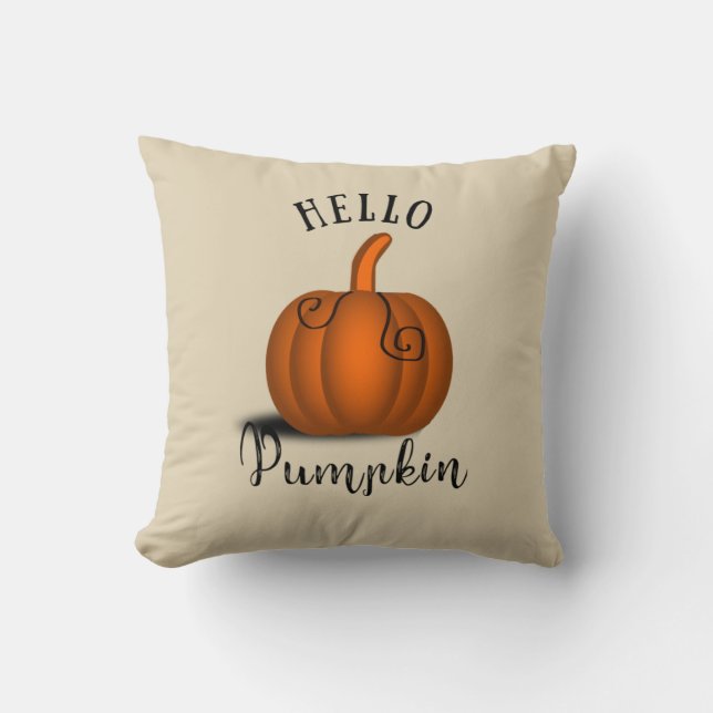 Cojín Decorativo Hola calabaza acuarela divertida otoño otoño (Anverso)