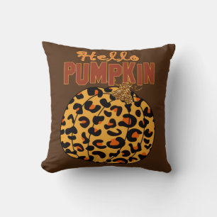 Cojín Decorativo Hola Calabaza - Impresión de leopardo otoñal