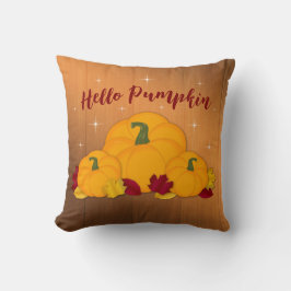 Cojín Decorativo Hola Calabaza Rustica Calabazas y hojas de madera