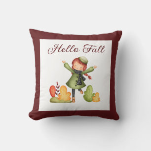 Cojín Decorativo Hola Chica Retro de Otoño Granja
