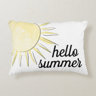 Cojín Decorativo Hola diversión amarilla pastel de verano sol brill