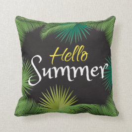 Cojín Decorativo Hola fiesta de playa de verano Tropical Palm Green