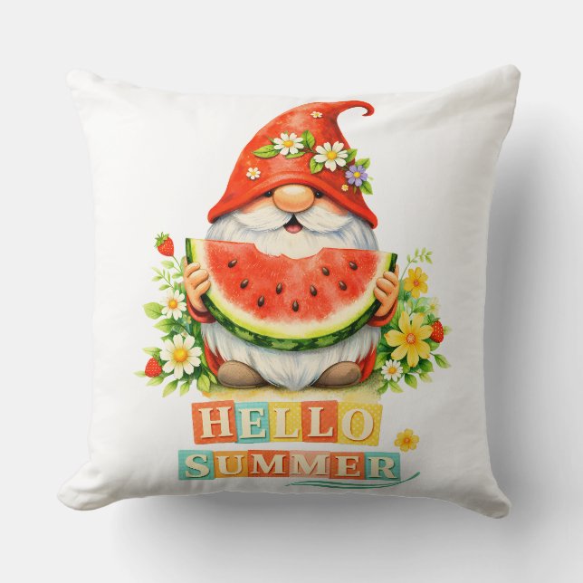 Cojín Decorativo Hola Gnome Verano (Anverso)