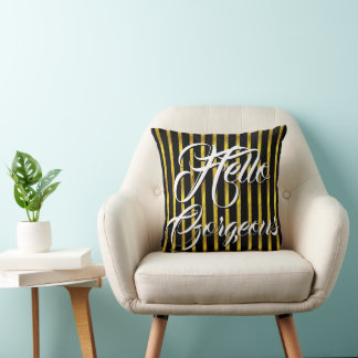 Cojín Decorativo Hola Gorgoge Gold y Black Stripe