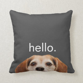 Cojín Decorativo Hola gracioso Beagle Dog moderno gris sonriente