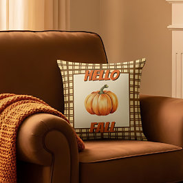 Cojín Decorativo Hola Granja de Otoño con Calabaza y Cuadros