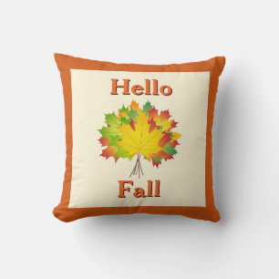 Cojín Decorativo Hola Granja de Otoño con Hojas de Otoño Coloridas