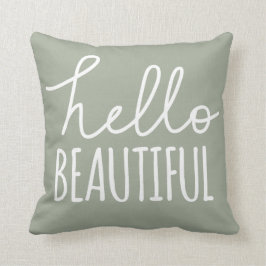 Cojín Decorativo Hola gris femenino caprichoso de la tipografía