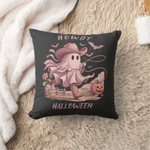 Cojín Decorativo Hola Halloween Retro Western Fantasma de Vaquero &