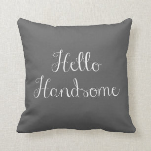 Cojín Decorativo Hola hermoso (las telas a rayas del carbón de leña