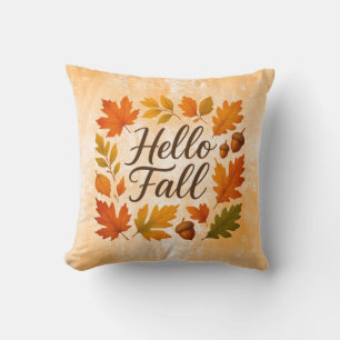 Cojín Decorativo Hola Hojas de otoño y bellotas
