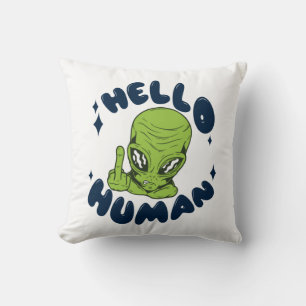 Cojín Decorativo Hola humano divertido Alien