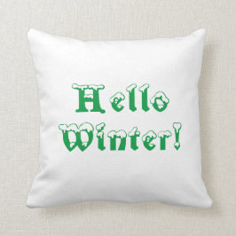 Cojín decorativo "Hola invierno" verde y blanco bo