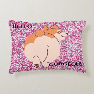Cojín Decorativo Hola, magnífico Corgi. Texto editable.