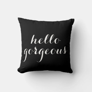 Cojín Decorativo hola magnífico texto blanco negro