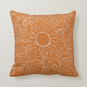 Cojín Decorativo Hola Naranja del girasol otoño inversible