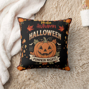 Cojín Decorativo Hola Noches de Calabaza de Otoño Halloween