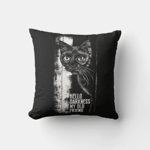 Cojín Decorativo Hola oscuridad mi viejo amigo Boceto de gato negro