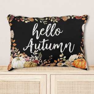 Cojín Decorativo Hola Otoño Acuarela Cosecha Calabaza Botánica