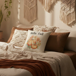 Cojín Decorativo Hola Otoño Acuarela Granja Otoño Calabazas